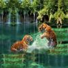 3D Playing Water Tiger Bedding Set Animal Print Quilt Duvet Cover Bedspreads Bed Sheet King Size Queen Twin 4PCS (King) view 3