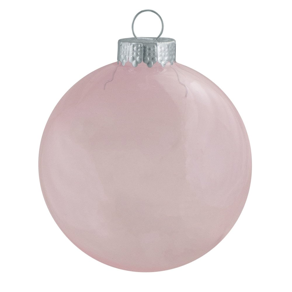 12ct Pale Pink Clear Finish Glass Christmas Ball Ornaments - 2.75" (70mm)