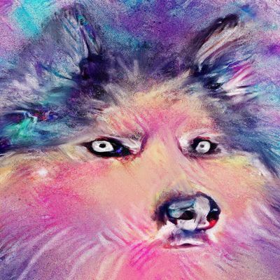 Abstract Husky, Colorful Siberian Husky Decor, Owner Gift, Hand Signed by Oscar Jetson choice of Size.