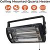 Comfort Zone 1500W Ceiling Mounted Dual Quartz Radiant Heater  Infrared Workshop Heater with 90 Adjustable Tilt, Built-in Halogen Light & Pull String Control  Overheat Protection, Black view 2
