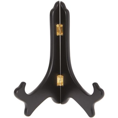 Bard's Hinged Black MDF Wood Plate Stand, 8" H x 7" W x 4.75" D (For 8" - 10" Plates), Pack of 12