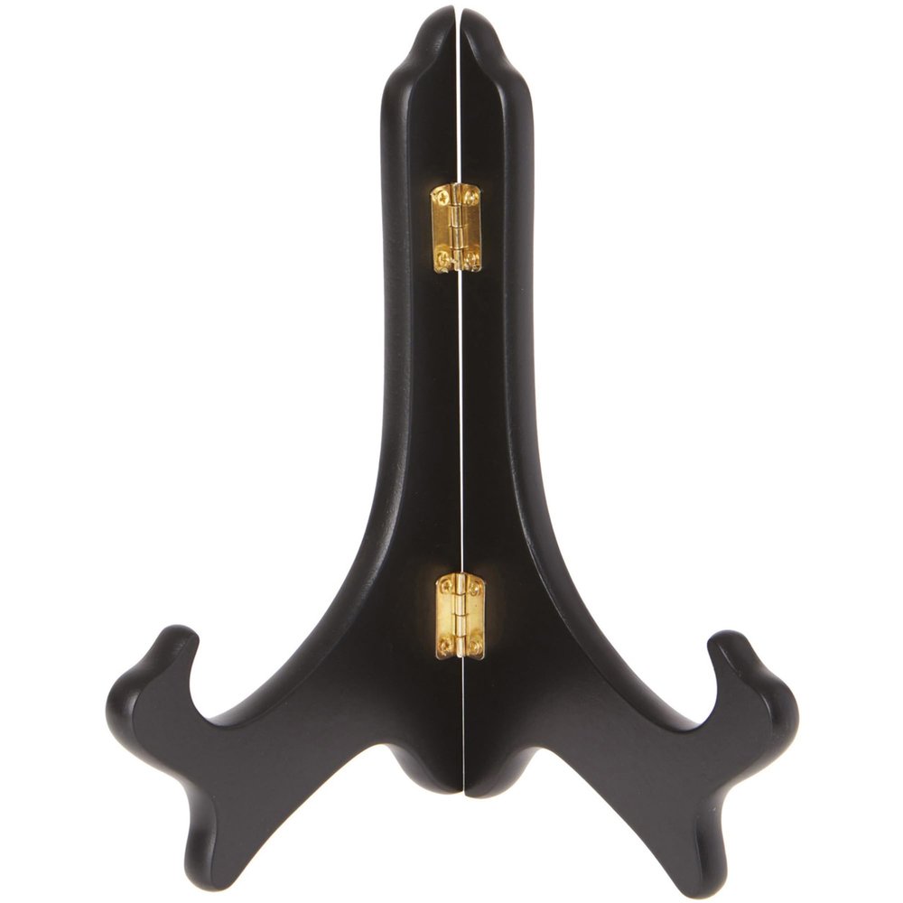 Bard's Hinged Black MDF Wood Plate Stand, 8" H x 7" W x 4.75" D (For 8" - 10" Plates), Pack of 12