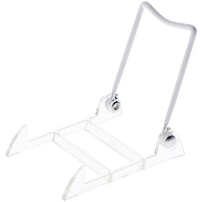 Bard's Folding White and Clear Plastic Easel Stand, 3.5" H x 2.75" W x 4" D, Pack of 12