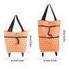 Shopping Bag, Oxford Cloth Reusable Shopping Bags with Wheel Rolling Dual-Purpose Foldable Grocery Pouch for Shop.(12-Orange) view 3