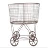Creative Co-Op Vintage Reproduction Metal Laundry Basket on Wheels, Rust view 1