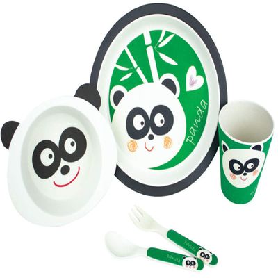 Unison Gifts BIK-952 5 Piece Panda Kid's Dinner Set, White