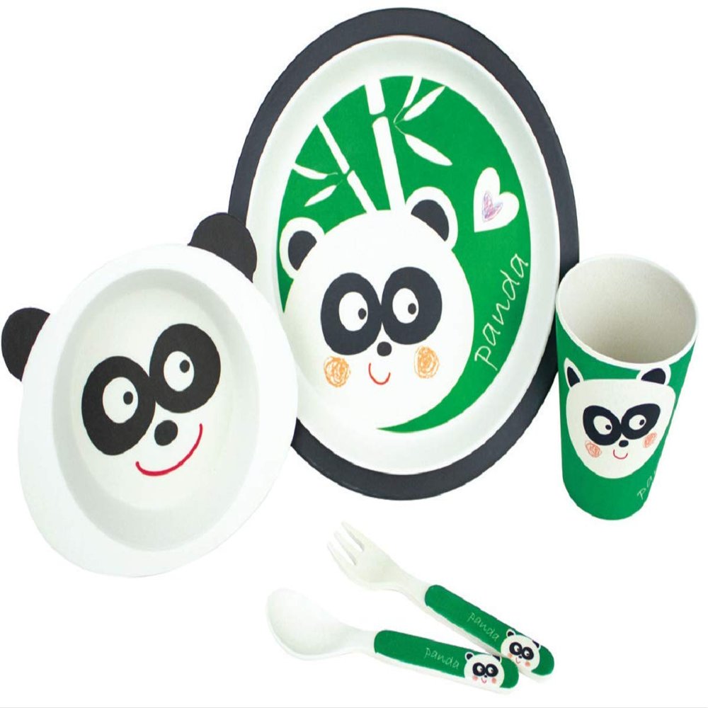 Unison Gifts BIK-952 5 Piece Panda Kid's Dinner Set, White