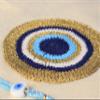 Tote Bag for Women with Handmade Crochet Evil Eye Natural Jute Beach Bag Waterproof Lining Off-White view 2