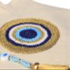 Tote Bag for Women with Handmade Crochet Evil Eye Natural Jute Beach Bag Waterproof Lining Off-White view 3