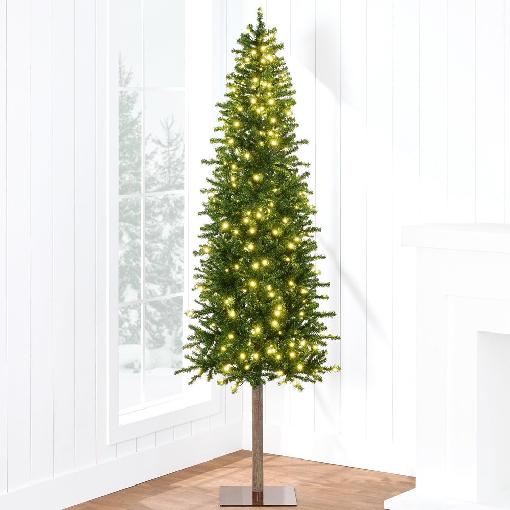 Best Choice Products Pencil Christmas Tree 7.5ft Pre-lit Alpine Slim Holiday Decoration, Lighted Skinny Dcor LED Lights, Metal Stand