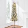 Best Choice Products Flocked Pencil Christmas Tree 6ft Pre-lit Alpine Slim Holiday Decoration, Lighted Skinny Dcor LED Lights, Metal Stand view 1