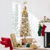 Best Choice Products Flocked Pencil Christmas Tree 6ft Pre-lit Alpine Slim Holiday Decoration, Lighted Skinny Dcor LED Lights, Metal Stand view 2