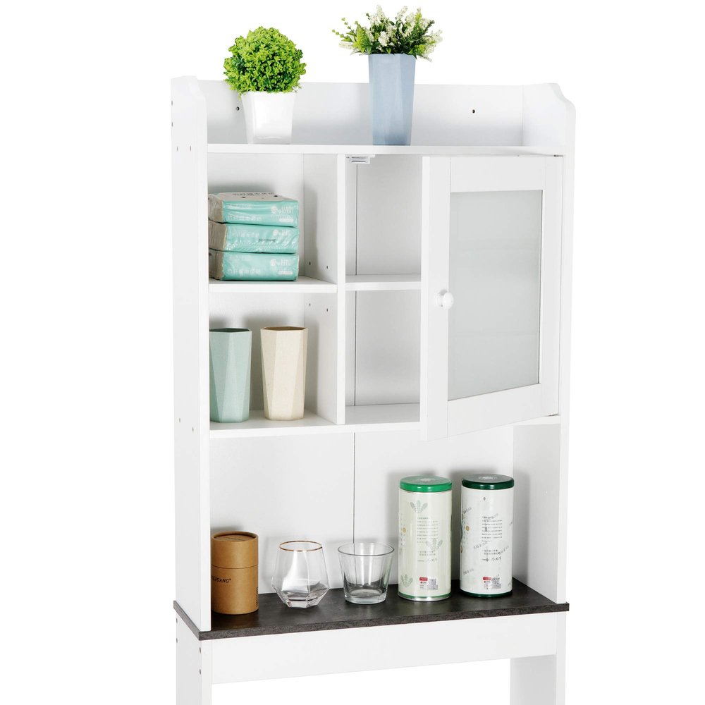 LEMY Over The Toilet Toilet Storage,White Wooden Bathroom Cabient,Suit for Laundry Room and Bathroom Storage