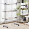 Bigzzia Clothes Drying Rack Folding Drying Rack Clothing 4 Tier Clothes Horses Rack Stainless Steel Laundry Drying Rack with Two Side Wings Grey view 3