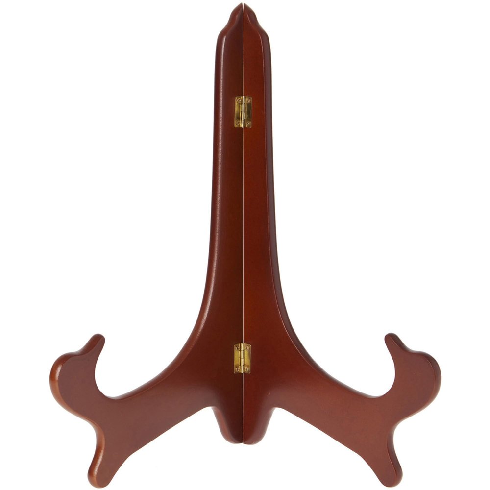 Bard's Hinged Walnut MDF Wood Plate Stand, 14" H x 11" W x 8" D (For 13" - 17" Plates), Pack of 3