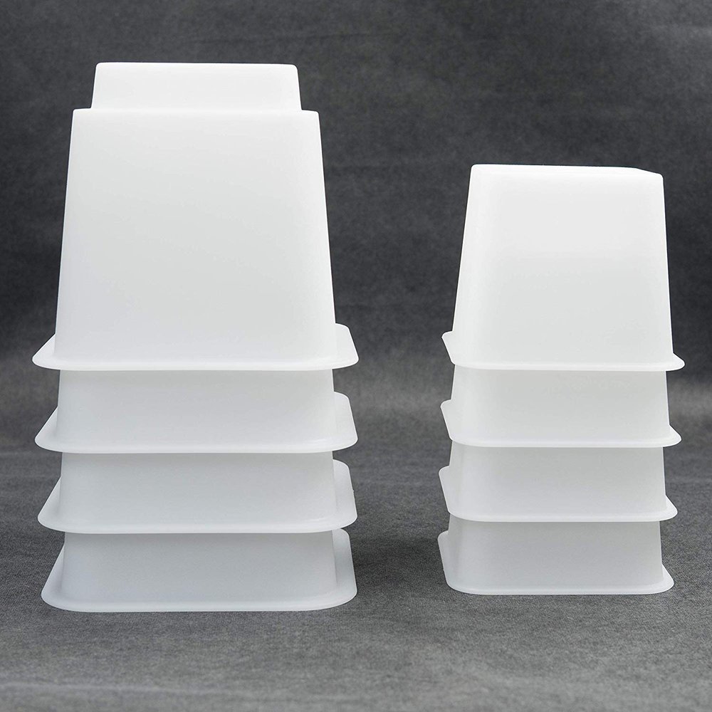 HomeRoots Adjustable Bed Furniture Risers, Heavy Duty Plastic 3", 5" or 8" White Risers for for Bed and Sofa - Set of 4 - Holds up to 1300LB