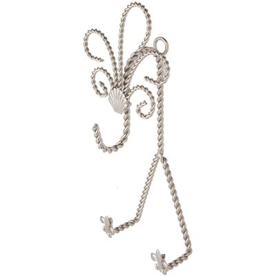 Bard's Twisted Silver Wall Mountable Cup and Saucer Hanger, Shell and Fleur de Lis, 9.75" H x 4" W x 3" D, Pack of 2