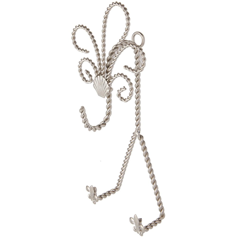 Bard's Twisted Silver Wall Mountable Cup and Saucer Hanger, Shell and Fleur de Lis, 9.75" H x 4" W x 3" D, Pack of 2