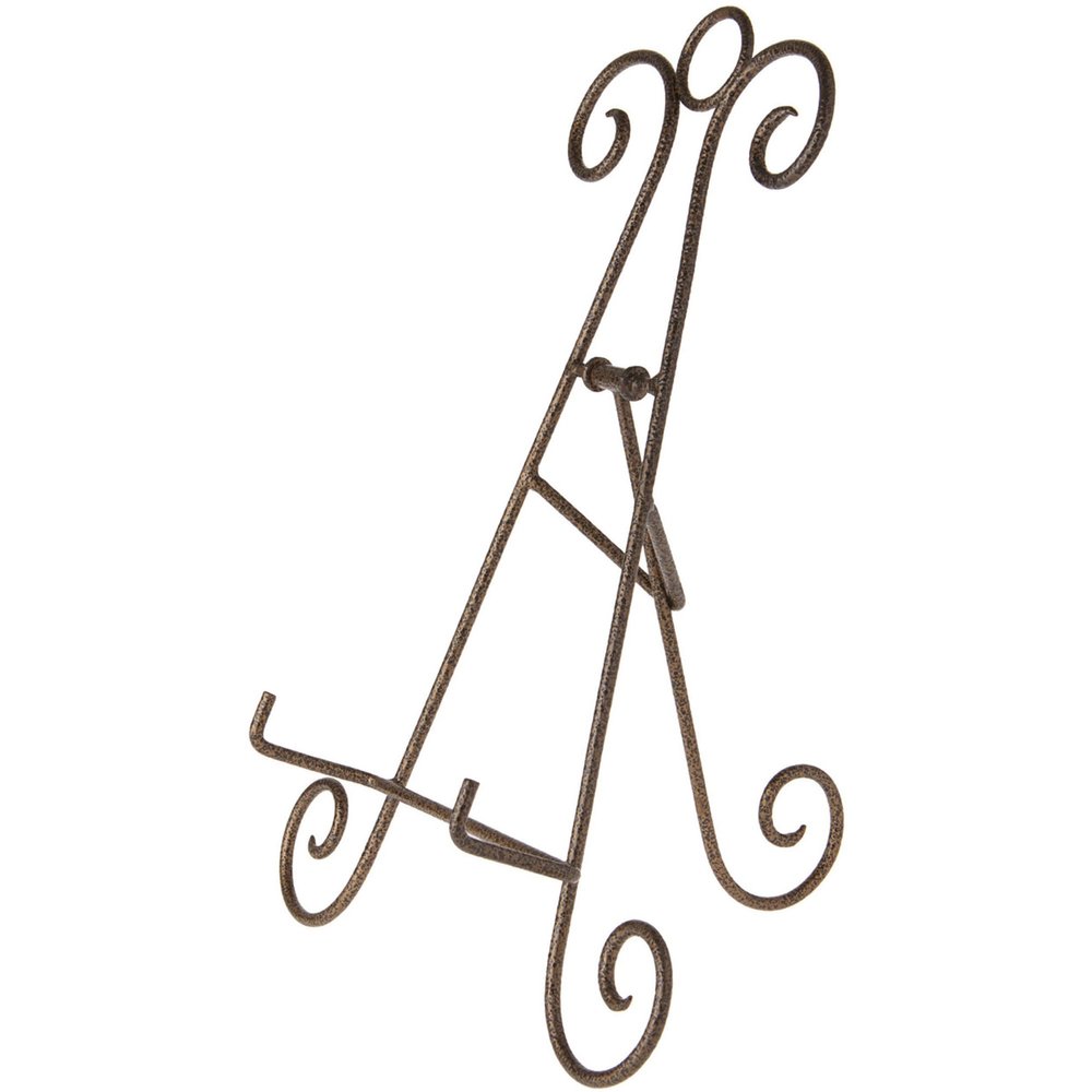 Bard's Scroll Antique Gold-toned Collapsible Easel Stand, 15" H x 11.5" W x 8.5" D (For 11" - 11.5" Plates), Pack of 3