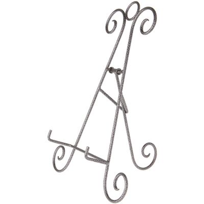 Bard's Scroll Antique Silver Collapsible Easel Stand, 15" H x 11.5" W x 8.5" D (For 11" - 11.5" Plates), Pack of 2
