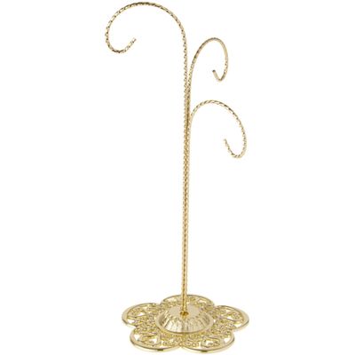Bard's Filigree 3 Arm Gold-Toned Ornament Stand, 12.75" H x 5" W x 5" D, Pack of 3