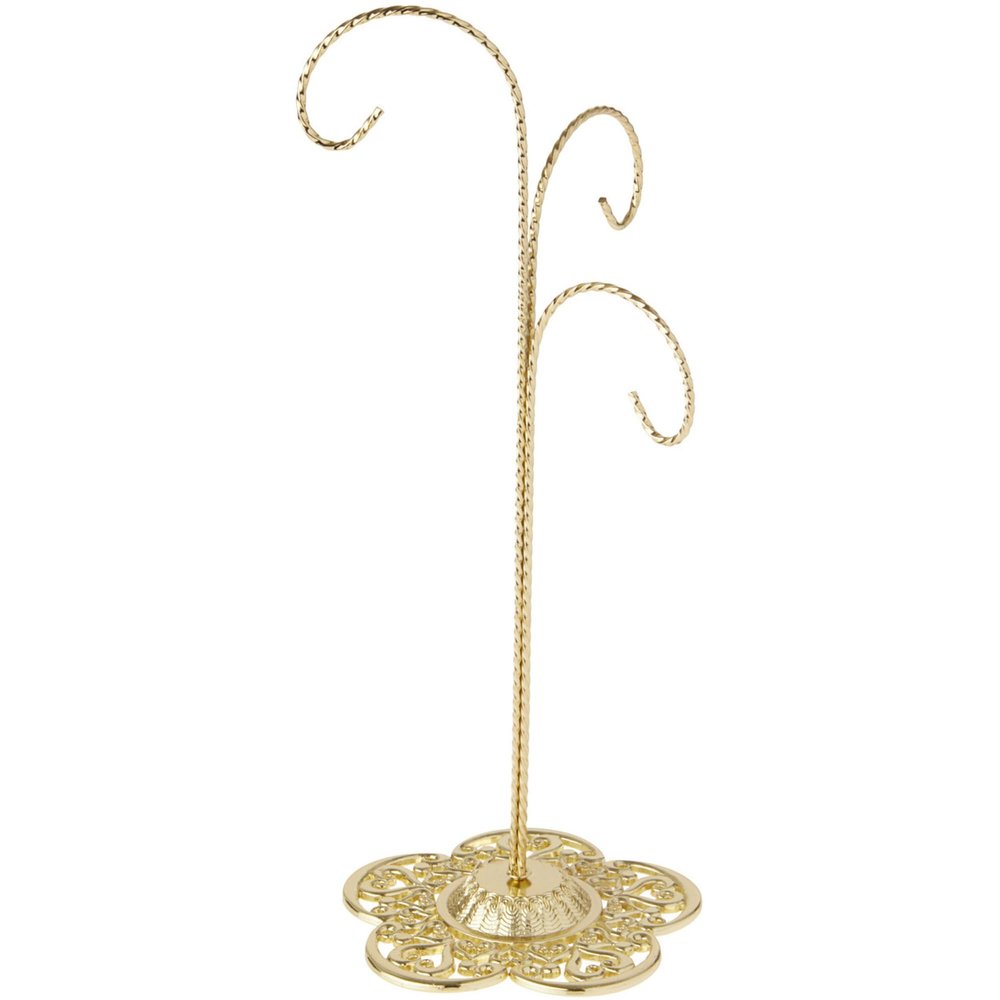 Bard's Filigree 3 Arm Gold-Toned Ornament Stand, 12.75" H x 5" W x 5" D, Pack of 3