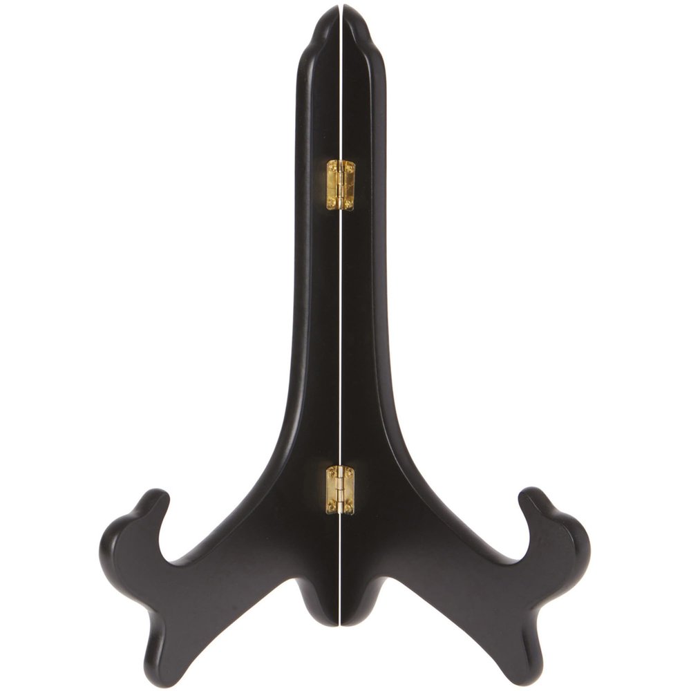 Bard's Hinged Black MDF Wood Plate Stand, 11" H x 8.5" W x 6" D (For 10" - 14" Plates), Pack of 6