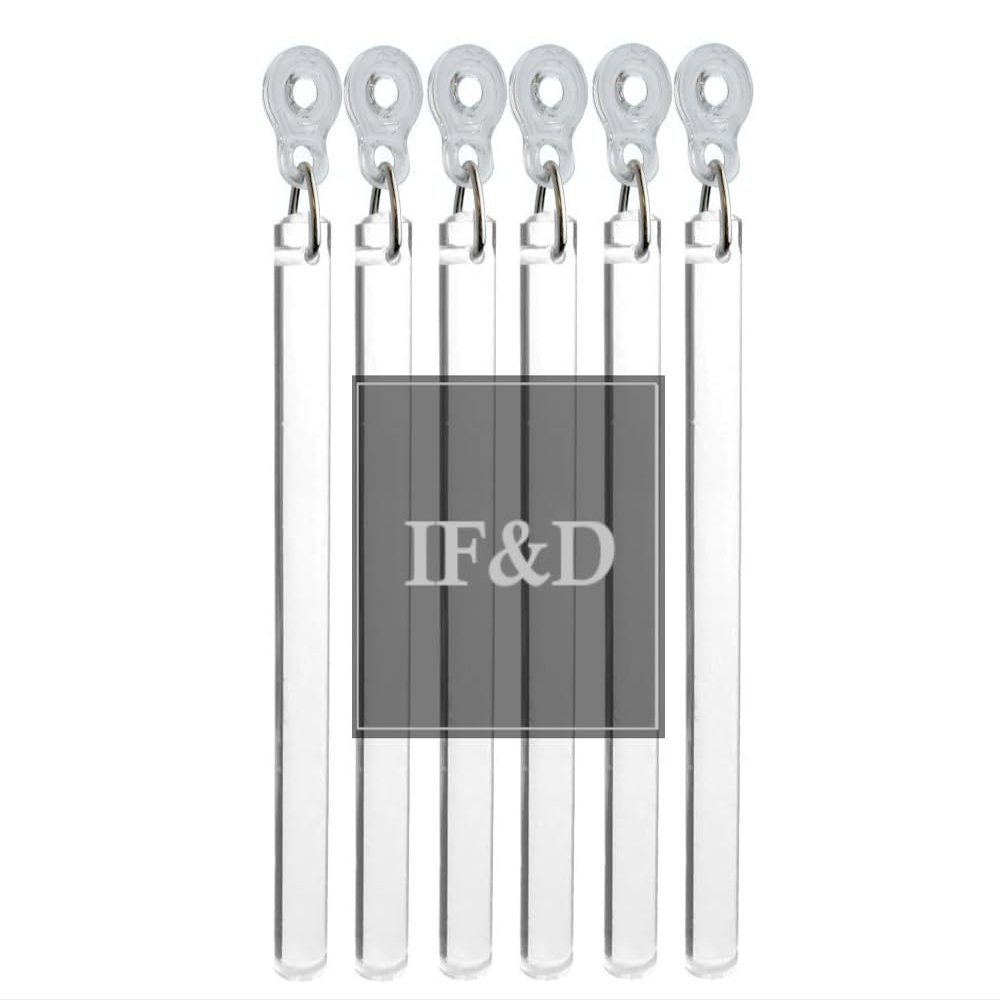 Fabrics and Drapes 60 inch (5 feet) - 6 Pack - Amazing Drapery Flexible Clear Acrylic Baton Curtain Wands 1/2 inch Thick With Plastic Adapter - Style #0330