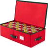 ZOBER Underbed Christmas Ornament Storage Box - Stores 64 3" Ornaments, With Dividers - Tear Proof 600D Oxford Fabric, Ornament Organizer Storage Box, Durable Christmas Containers Holder - Red view 1