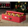 ZOBER Underbed Christmas Ornament Storage Box - Stores 64 3" Ornaments, With Dividers - Tear Proof 600D Oxford Fabric, Ornament Organizer Storage Box, Durable Christmas Containers Holder - Red view 2