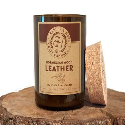 12 oz Norwegian Wood & Leather Candle - Soy Candle