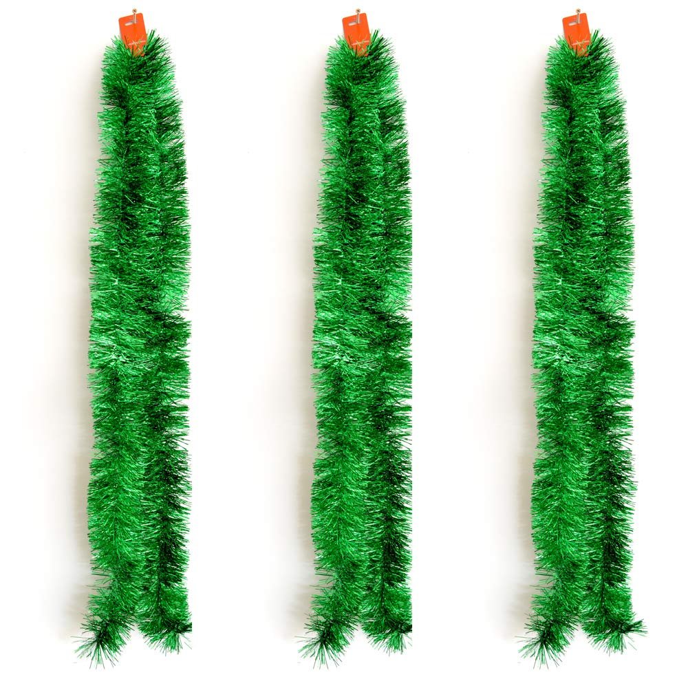 AmaoBazaar Tinsel Garland Christmas Garland Celebrate a Holiday New Years Eve Party Indoor and Outdoor Tinsel Decorations Supplies (3 Pack, Green)