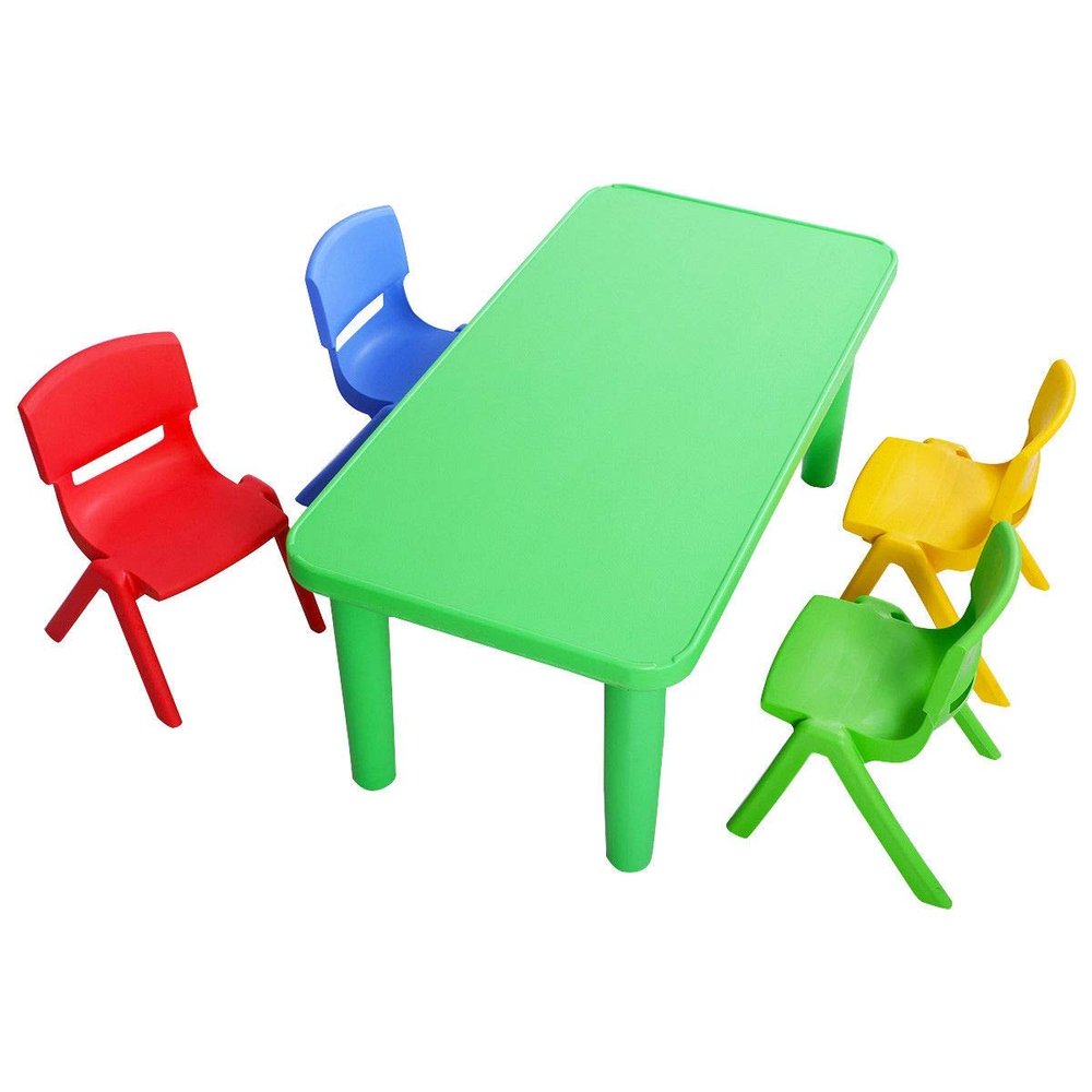 JF World Kids Colorful Plastic Table and 4 Chairs Set