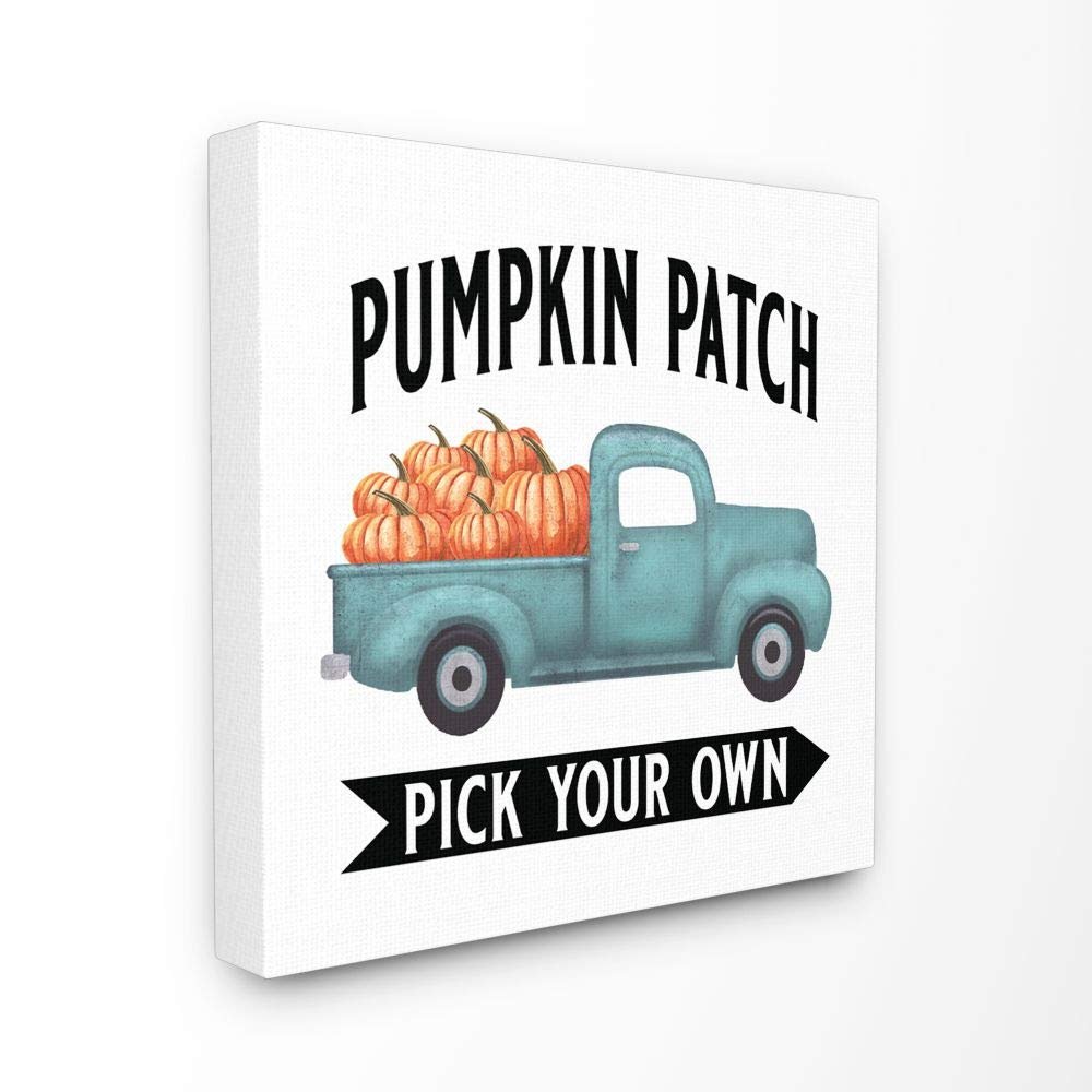 Stupell Industries Pumpkin Patch Truck Fall Autumn Seasonal Design Canvas, 17 x 17, Multi-Color