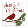 Stupell Industries Merry Christmas Red Bird Wood Texture Holiday Word Design Wall Plaque, Multi-Color view 1