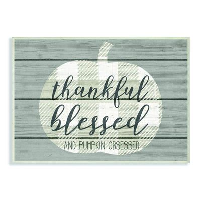 Stupell Industries Blessed and Pumpkin Obsessed Funny Seasonal Autumn Fall Word Design Wall Plaque, Multi-Color