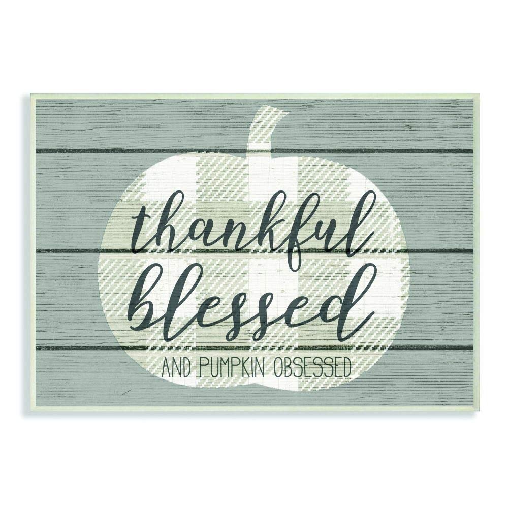 Stupell Industries Blessed and Pumpkin Obsessed Funny Seasonal Autumn Fall Word Design Wall Plaque, Multi-Color
