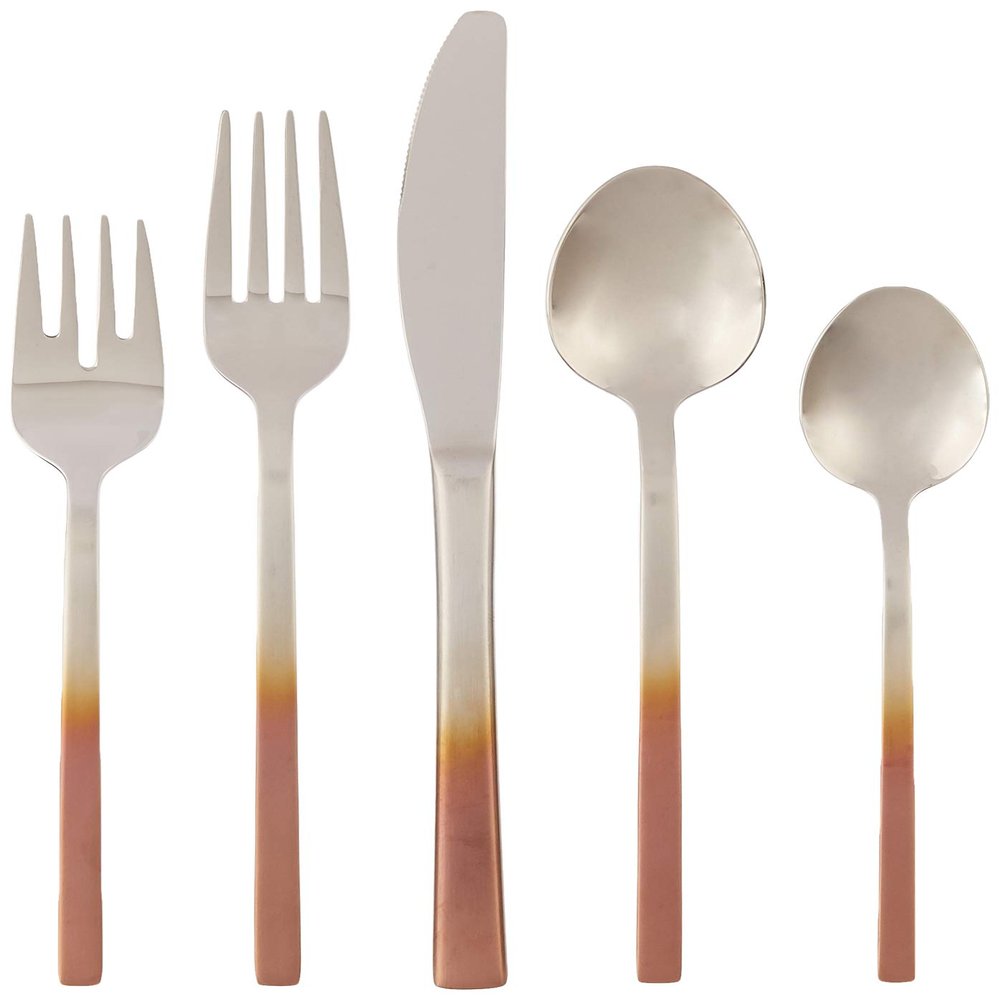 Cambridge Silversmiths Kelvin Copper Ombre Satin Mirror 18/8-20 Piece Flatware Set