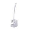 Gnc33Ouhen Toilet Brush Plastic Bathroom WC Double Sided Long Handle Cleaning Toilet Brush with Base Freestanding Curve Design Easy to Store Flexible Brush Head Grey view 1