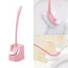 Gnc33Ouhen Toilet Brush Plastic Bathroom WC Double Sided Long Handle Cleaning Toilet Brush with Base Freestanding Curve Design Easy to Store Flexible Brush Head Grey view 3