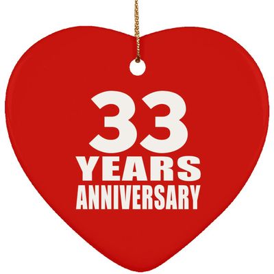 Designsify Christmas Tree Decoration, 33rd Anniversary 33 Years, Heart Ornament Red, Gifts for Birthday Valentines Mom Mothers Fathers Day Party, to Men Women Him Her Friend Mom Dad Wife Husband