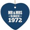 Designsify Christmas Tree Decoration, 52nd Anniversary Mr & Mrs Since 1972, Heart Ornament Blue, Gifts for Birthday Valentines Mom Mothers Fathers Day Party, to Men Women Him Her Friend Mom Dad Wife view 1