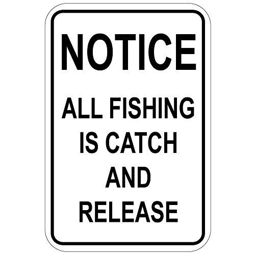 Owesoe Street Sign 8x12 Inch Notice All Fishing is Catch and Release Outdoor Decor Tin Metal Signs