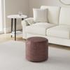 SIMPLIHOME Connor Round Pouf - 18 inch Wide Upholstered Genuine Leather Ottoman in Distressed Brown, Boho Footstool or Extra Seating for Living Room or Bedroom with Polystyrene Filling, Assembled view 2