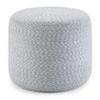 SIMPLIHOME Bayley Round Pouf - 20 inch Wide Handcrafted Braided Cotton Pouf in Blue and Natural, Boho Footstool or Extra Seating for Living Room or Bedroom with Polystyrene Filling, Assembled view 1