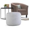 SIMPLIHOME Bayley Round Pouf - 20 inch Wide Handcrafted Braided Cotton Pouf in Blue and Natural, Boho Footstool or Extra Seating for Living Room or Bedroom with Polystyrene Filling, Assembled view 4