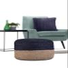SIMPLIHOME Lydia Round Pouf - 18 inch Wide Hand Braided Jute Ottoman in Navy and Natural, Boho Footstool or Extra Seating for Living Room or Bedroom with Polystyrene Bead Filling, Assembled view 4