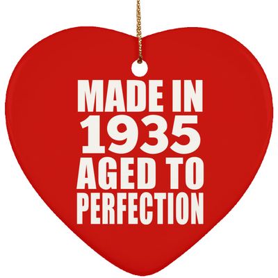 Designsify Christmas Tree Decoration, 89th Birthday Made In 1935 Aged to Perfection, Heart Ornament Red, Gifts for Anniversary Valentines Mom Mothers Fathers Day Party, to Men Women Him Her Friend Mom