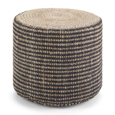 SIMPLIHOME Larissa Round Pouf - 18 inch Wide Hand Braided Jute Ottoman in Natural, Boho Footstool or Extra Seating for Living Room, Bedroom, or Kids Room with Polystyrene Bead Filling, Assembled