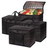 4 Pack XL Insulated Reusable Grocery Bags with Sturdy Zipper Reinforced Bottom & Handles, Foldable Washable Heavy Duty Cooler Totes for Hot or Cold Food Delivery, Groceries, Travel, Shopping view 1